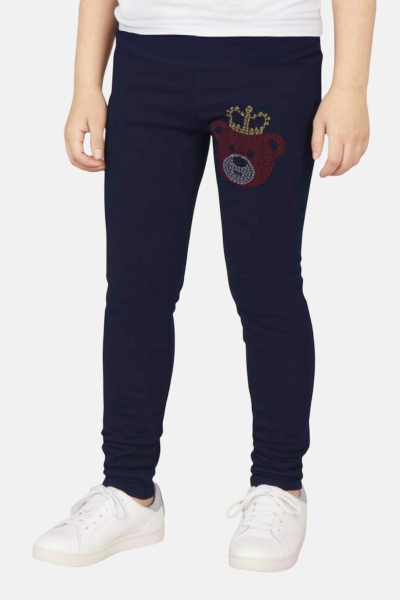 Hamleys Toddlers Girl Embellished Leggings, Navy - Image 1